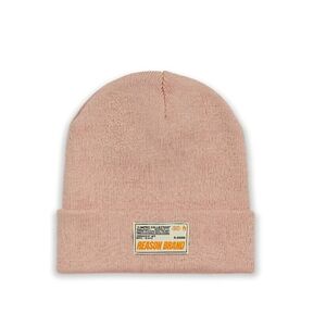 Reason Brand Jonah Ribbed Basic Knit Beanie With Label Pink OS NWT BA-2728